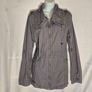 DECREE lightweight utility jacket. Green, zippered front, flip up collar,  XL